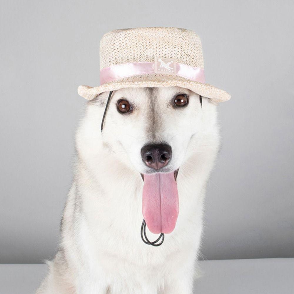 

Handmade Dog Sun Hat Adjustable Pet Straw Top Hat Pet Headgear Pet Travel Hat Summer