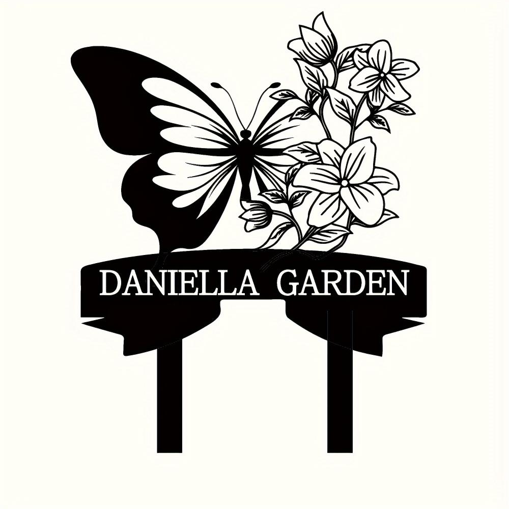 Metal Wall Art Decor, Butterfly Flower Garden Sign, Outdoor Metal Plaque, Easy Hanging for Camping Cabin