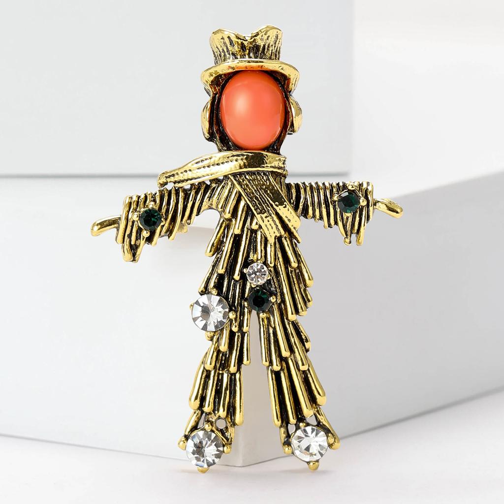 Crystal Scarecrow Brooch Retro Creative Personality Temperament Character Pin Brooch Suit Clothing Accessories