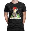 Men T Shirt Christmas Cockatiel Lover Santa Cockatiel Christmas Lights T-Shirts Novelty  Summer Tees Streetwear 100% Cotton Tops