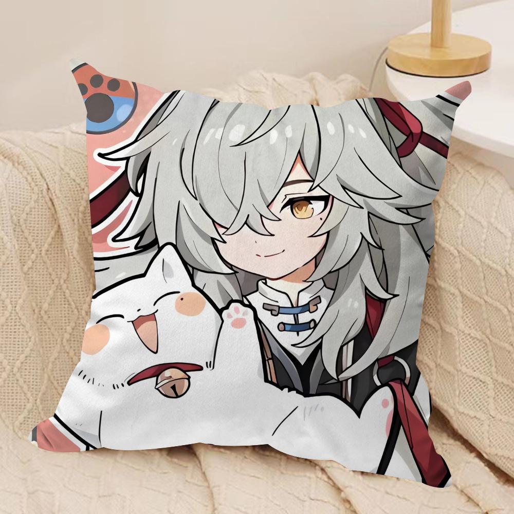 Game HHonkai Star Rail Cushion Cover Soft Plush Throw Pillow Cover  DoubleSided Printed Cushion Case  Cozy Sofa  Home Decor