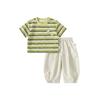 Children's Clothing, Boys' Summer Clothes, Striped T-shirt, Curved Knife Mosquito Proof Pants Set, Children's Two-piece Set