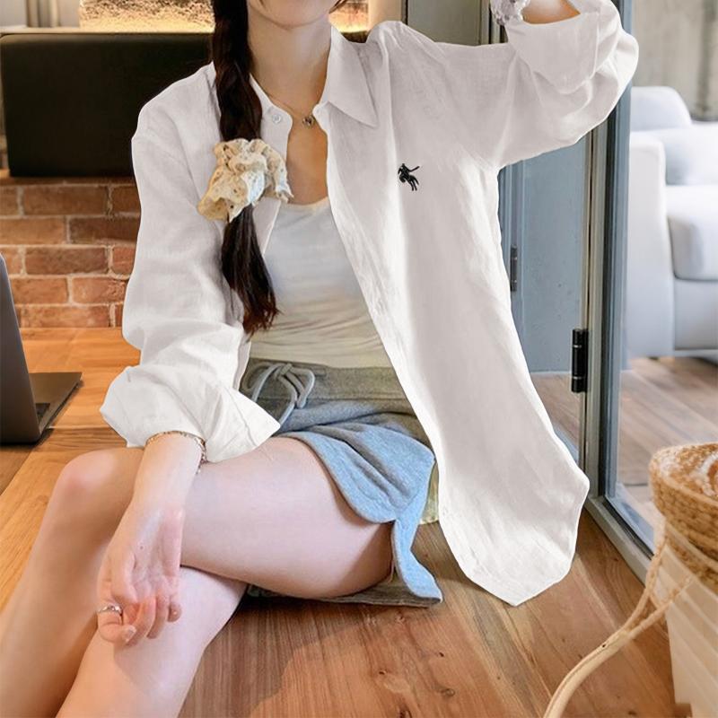 Casual Resort Style High-end Solid Color Long-sleeved Blouse for Women 2025 Autumn and Winter