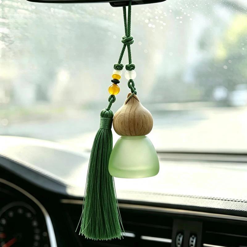 1Pcs Chinese Style Gourd-Shaped Car Essential Oil Diffuser Fragrance Air Freshener Perfume Empty Bottle Pendant With Tassel