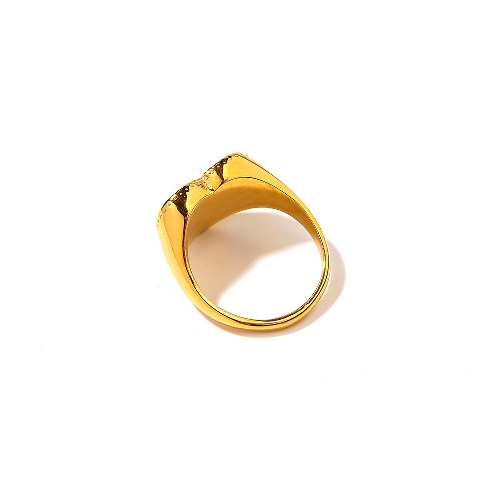 Yingtai Women's Geometric Ring: Stainless Steel with White Mother of Pearl, Mirror Polished, Vacuum Plated 18k Gold, Non-Fading.