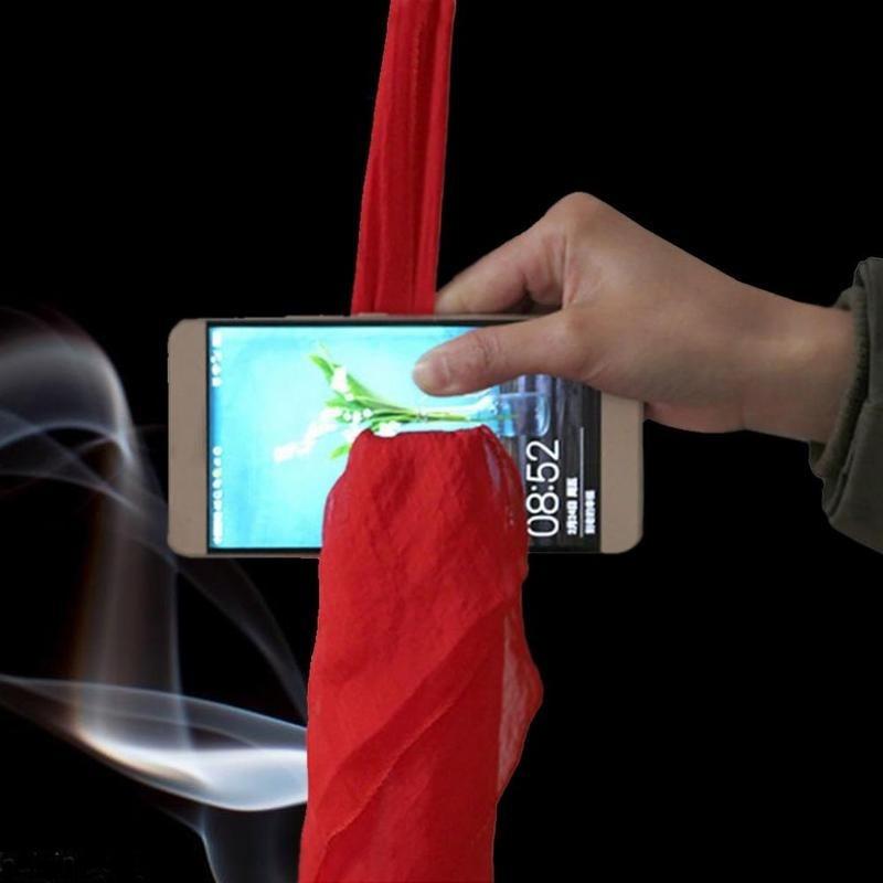 Magic Tricks Dynamo Scarf Through Phone Close Up Magie Funny Silk Thru Phone Trick Toys