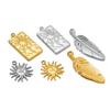 5Pcs Feather Tag Sun Flower Charms Gold Color Stainless Steel Pendants Necklace Earrings Making for DIYJewelry Findings Bulk