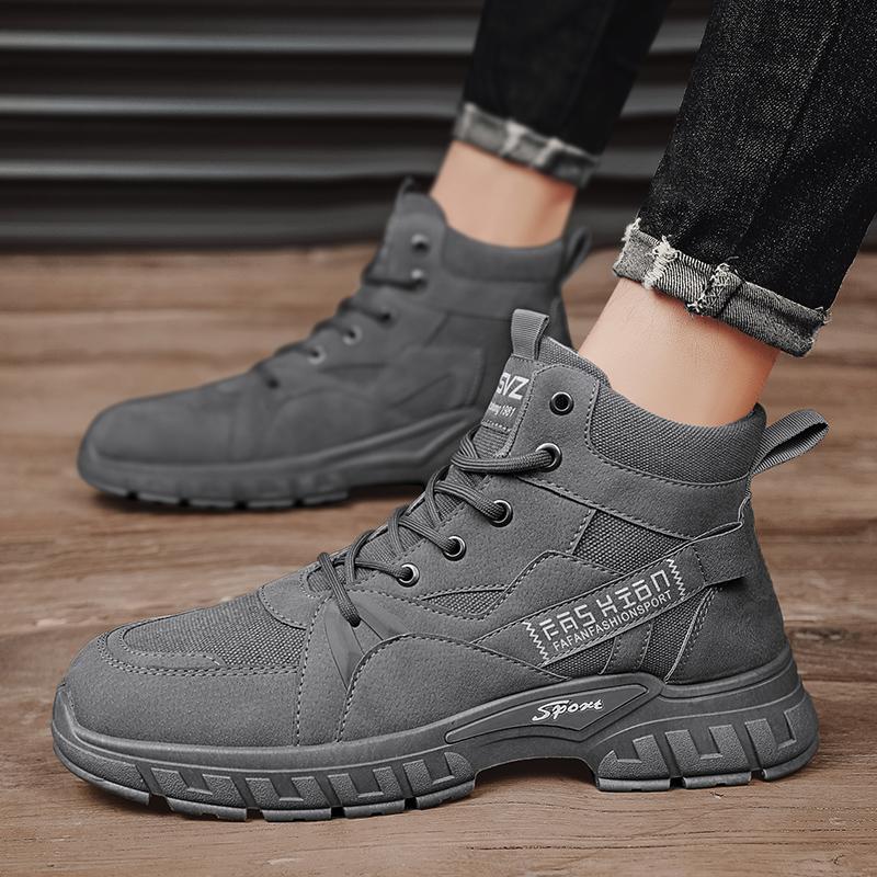 New Fashion Autumn And Winter Men's High Top Martin Boots Students Male Boys Trending Soft Sole Work Shoes Labor Protection Martin Sneakers