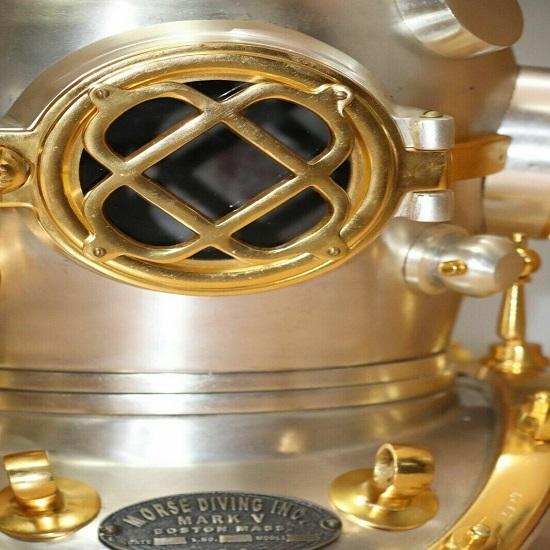 US Navy Boston Copper Brass Diving Helmet Divers Mark V Heavy Pure Copper Brass