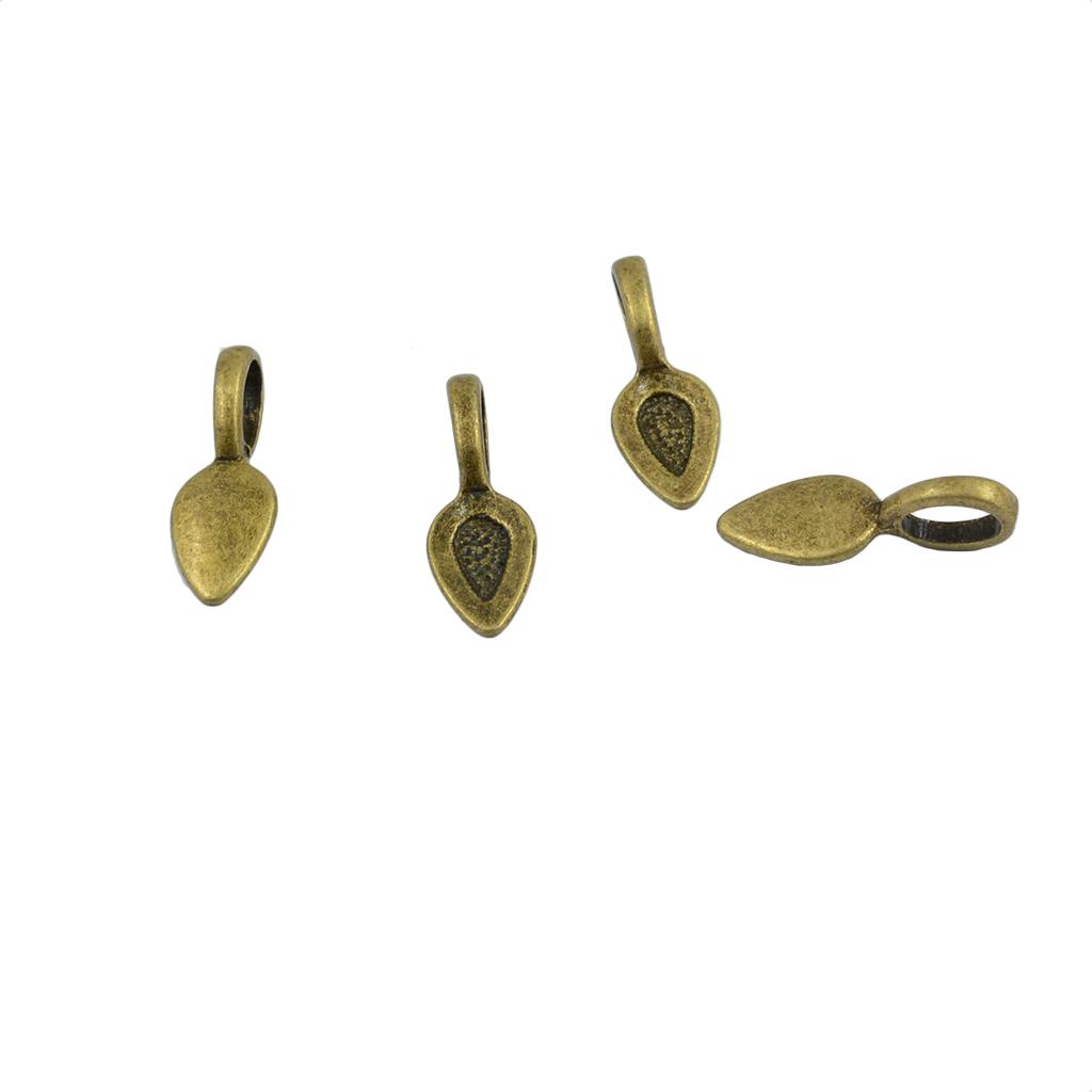 100 st Drop Leaf Lime on 21mm Bail Pendant Cabochon DIY Smycken Brons