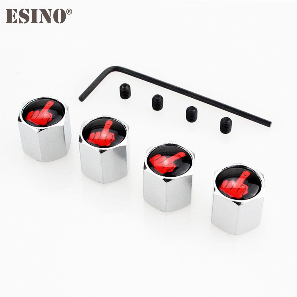 

4 x Car Styling Funny Middle Finger Anti-theft Stainless Wheel Tire Valve Stems Caps Car Wheel Tire Stem Air Valve Caps срібний