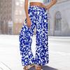 Women Summer Boho Palazzo Pants High Waist Wide Leg Floral Printing Casual Trousers With Pockets