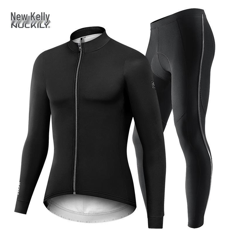 

Nuckily Men s Fleece Cycling Set: Winter/Spring Long Sleeve Warm Mountain Bike Apparel XL чорний