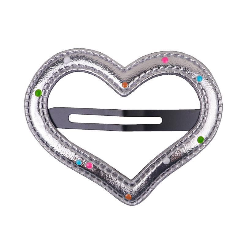 New Silver Polka Dot Cute Cartoon Duckbill Hair Clip for Messy Hair - Heart-shaped Children's Side Clip for Bangs - BB Hair Accessory