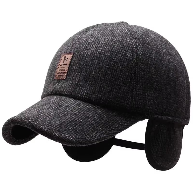 Retro Wool Winter Hats For Men Ear Cover Cap Sport Golf Baseball Caps Snap Back Women Casquette Dad Hat Caps Earflaps Hats