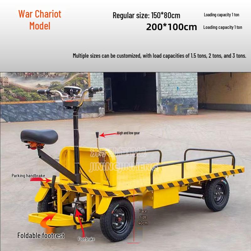 Electric 1-Ton Flatbed Cart for Orchard, Greenhouse, and Construction Cargo Transport