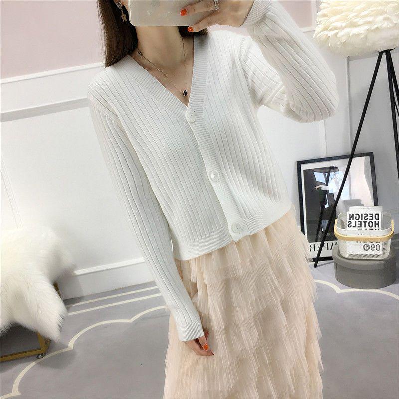 Korean Style 2025 Knit Cardigan: Versatile Long Sleeve Sweater for Spring & Autumn