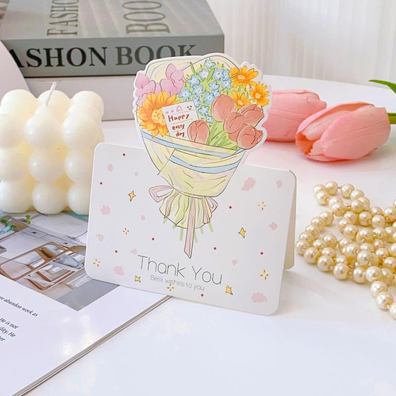 10pcs/set 3D Cards Bouquet Folding Card Packaging Material Valentines Day Card Gift Cards