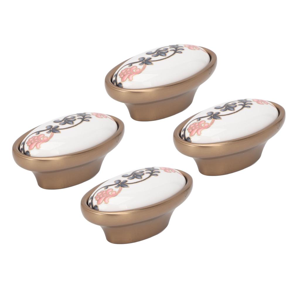 4 Sets Oval Cabinet Knobs 3D Floating Flower Exquisite Ergonomic Vintage Cabinet Knobs for Home Door