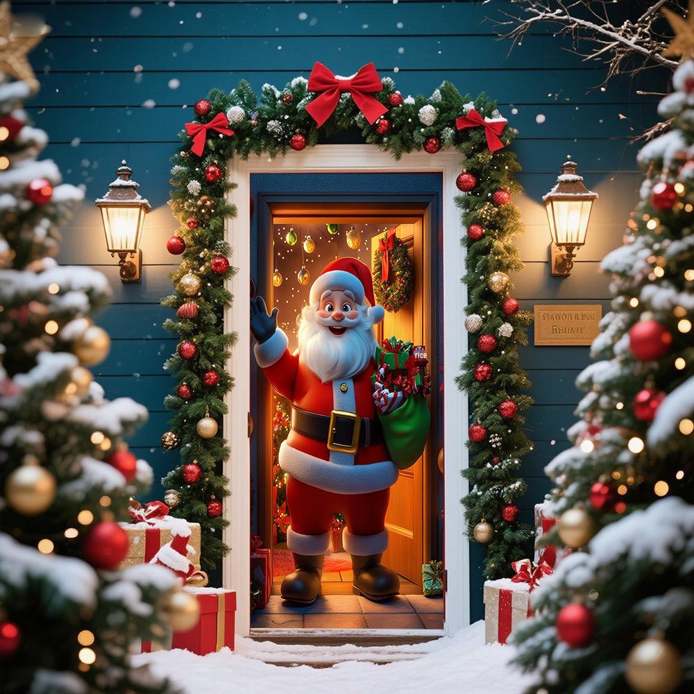 Cross-Border JIT Christmas Door Hanging Tapestry: Festive Decoration for Party and Room