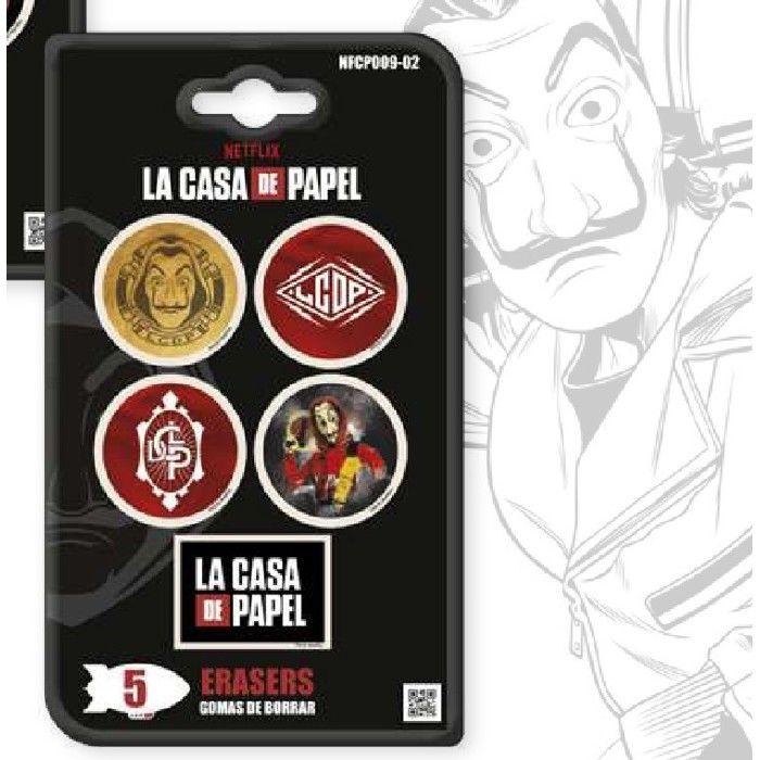 Lot de 5 gommes blanche La casa de Papel