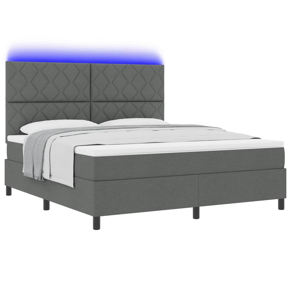 Boxspring Bed with Headboard Dark Gray 180 X 200 Cm Fabric