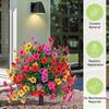 Künstliche Petunienblume für den Außenbereich 56 cm UV-beständige Fake-Büsche Kugelform Buchsbaum-Imitat Realistische Kunstblume mit Stab für Veranda Garten Hof