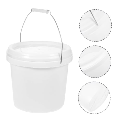 Housoutil Paint Bucket, Round Bucket with Lid, Convenient Handle, Lightweight for Art Pigment Storage