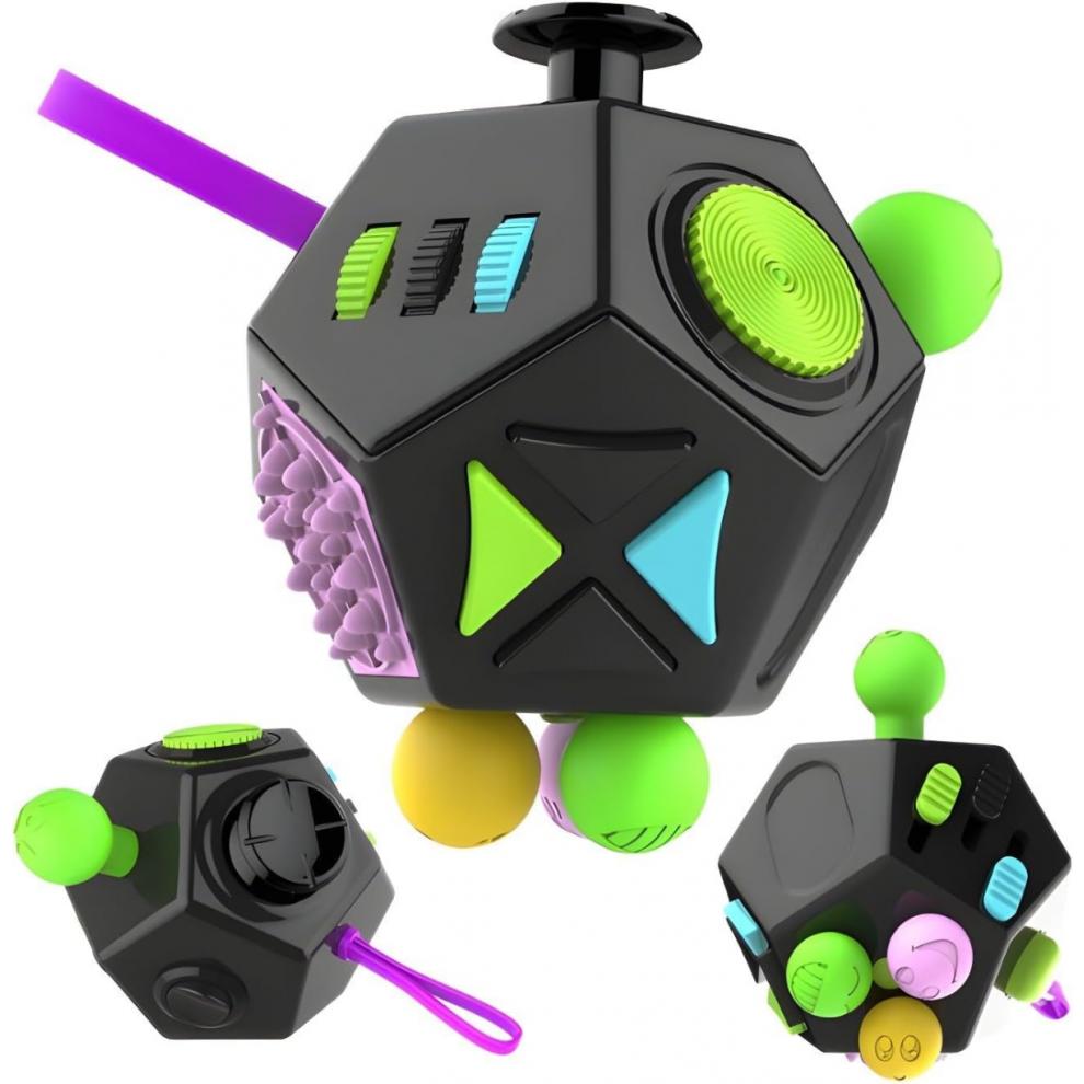 Fidget Cube, 12 Sides Premium Quality Fidget Cube Anti Decompression Relieves Stress and Anxiety for ADD, ADHD, OCDColorful
