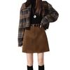 Damen 2025 Herbst Retro Wildleder High-Waist A-Linie Bodycon Minirock