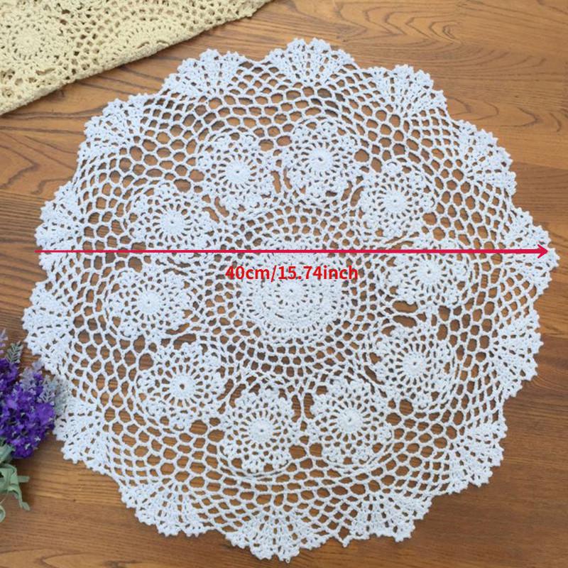 1PC Round Tablecloth Doily Table Cloth Crochet Lace Cotton Cover Mat Banquet Wedding Decoration