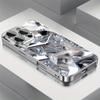 Crystal Ice Cubes Pattern Tempered Glass Phone Case For iPhone 17 Pro Max 16 15 14 13 12 11 Pro Plus 17 Air Electroplate Cover