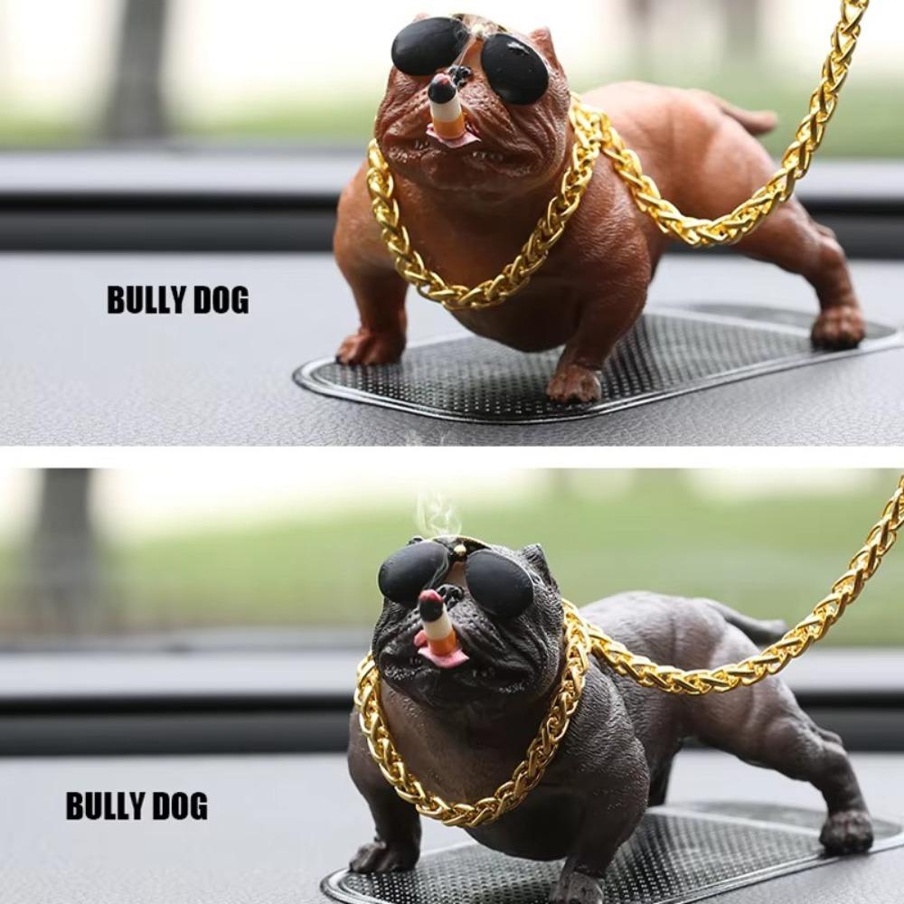 Funny Resin Pitbull Dog Statue Realistic No Base Simulation Dog Wear-resistant Dog Ornaments Car Interior Dashboard Decoration