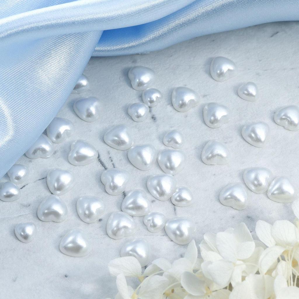 30pcs Pink Pearl Heart Nail Art Charms Mixed Size 3D Love Heart Nail Decoration Kawaii Accessories Valentine's Day Nail Design Supplies