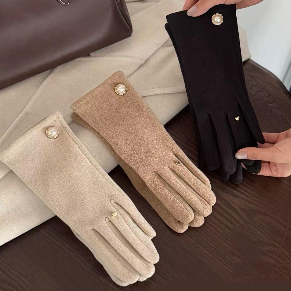 Perle Damen Fäustlinge Herz Plüschhandschuhe Geschenk Winter Fahrradhandschuhe Winter
