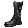 Fashion Fashion Men's High Motorcycle Boots Gothic Punk Genuine Leather Boots Comfy Flat Designer Casual Leather Outdoor Tooling Boot