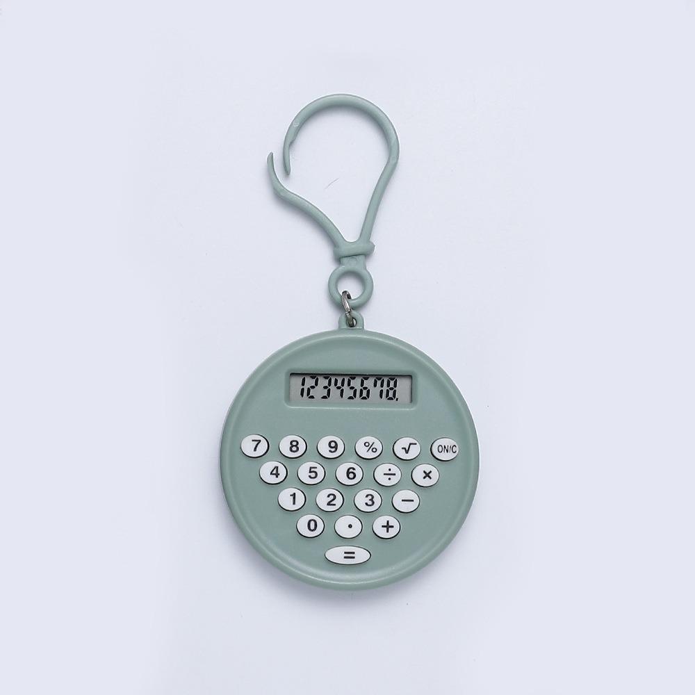

Portable Mini Calculator 8 Digits Display Silent Button Electronic Calculator Round Lightweight Keychain Calculator
