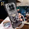 Crystal Bracelet Glitter Butterfly Mirror Stand Case For Xiaomi Poco X7 X6 X5 X3 Pro F7 M8 M6 F6 POCO C65 C75 Shockproof Cover