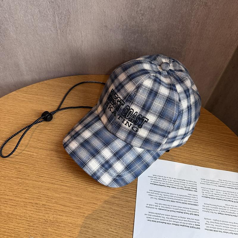 JYL TS DIY Plaid Cap Unisex Japanese Parent-child Summer Embroidery Baseball Hat Cotton 1222Mao18082