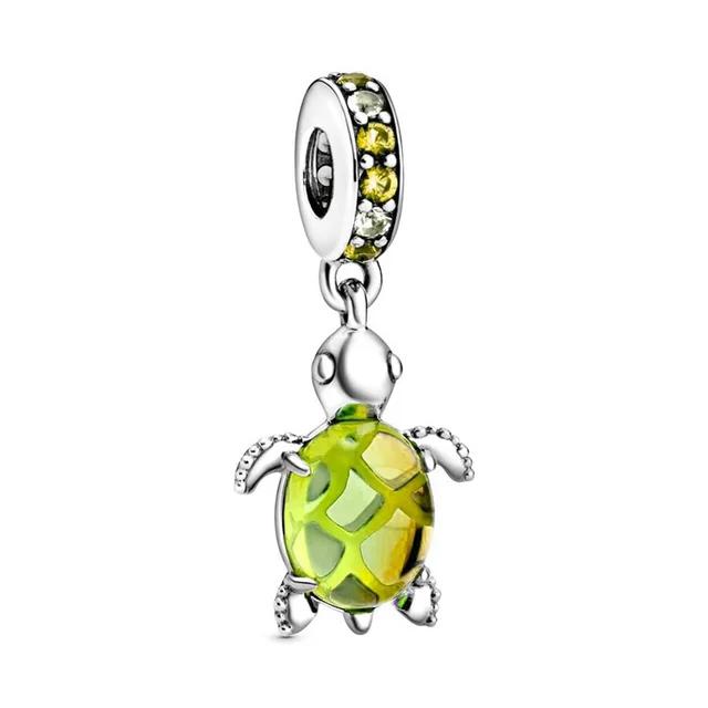 925 Sterling Silver Murano Glass Turtle Jellyfish Whale Charm Pendant for Women DIY Jewelry Bracelet Accessories