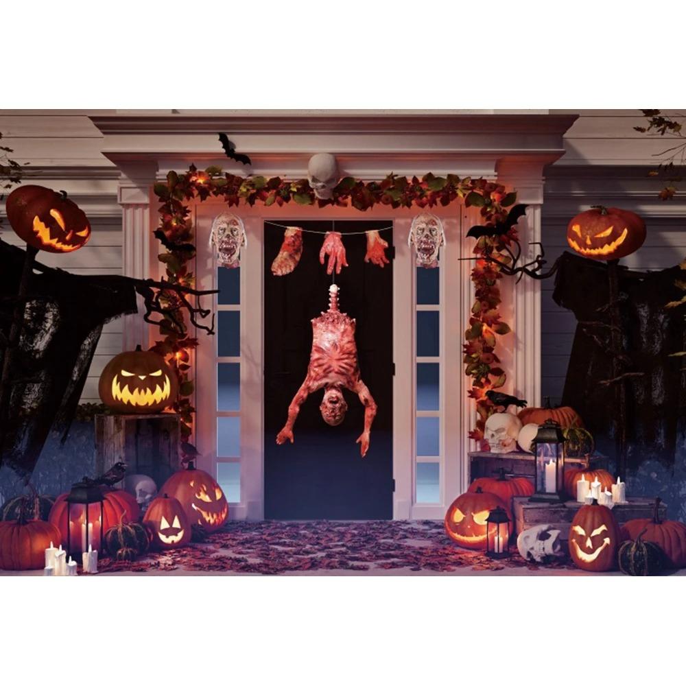 Tapiz de decoración de Halloween, casa embrujada, noche de terror, tumba aterradora, fantasma, calavera, bruja, castillo, fondo, tela, decoración de fiesta