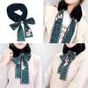 Scarf - Plush Leopard Ribbon Scarves for Winter Coat, Sweater, Blouse Shirt