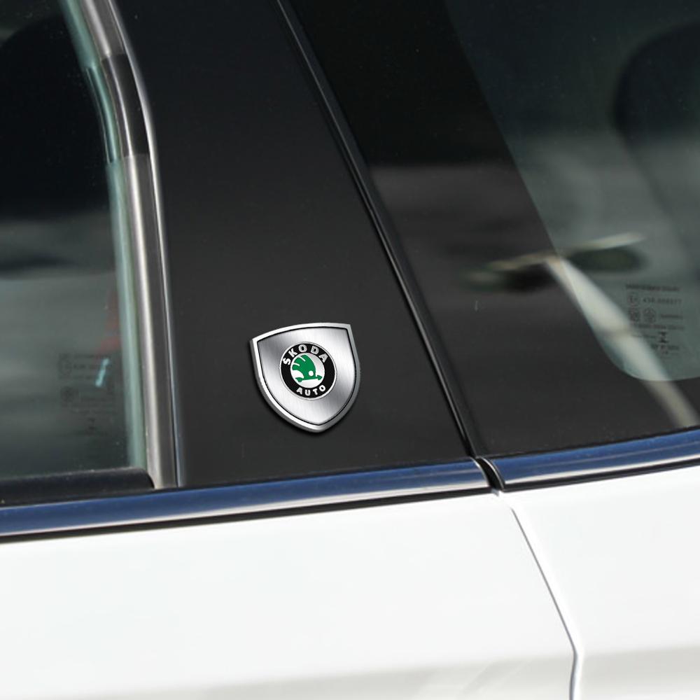 Car Styling 3D Meta Auto Door Shield Emblem Car Body Badge Sticker for Skoda Octavia MK2 MK1 2 3 A5 A7 A8 Fabia Karoq Superb Rapid Kamiq