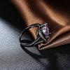Romantic 18K Black Gold Plated Promise Band Ring Wedding Purple Heart Cubic Zirconia Rings for Women