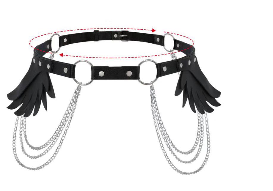 New Personalized Double Shoulder Faux Leather Waist Chain Strap