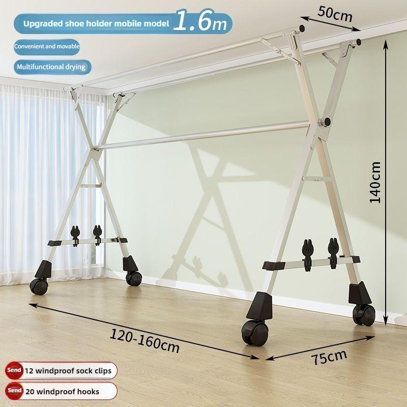 Varal de Roupa de Aço Inoxidável Doméstico Dobrável Cabide Varal Varanda 5 Varas Extensível Ferramenta de Secagem de Roupa