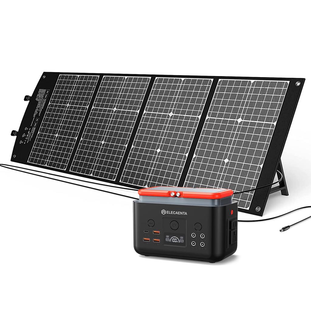 ELECAENTA Portable Power Station and Solar Panel 200Wh Iron Phosphate 120W Solar AC200W Pure Sine 100V Compact and Solar Power Generation Home Storage