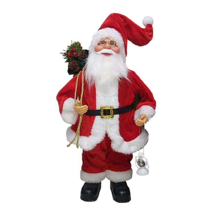 11.8inch Santa Clau Christmas Plastic Figurine Handpainted with Stack of Present