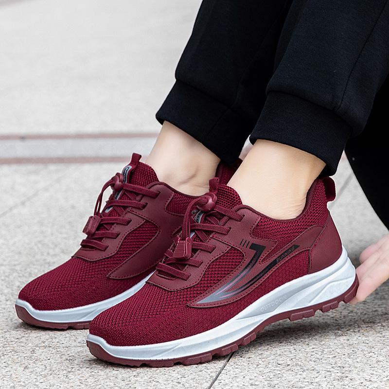 Chaussures de marche sportives en tissu antidérapantes pour mère, force du pied + ressort et été, semelle souple confortable