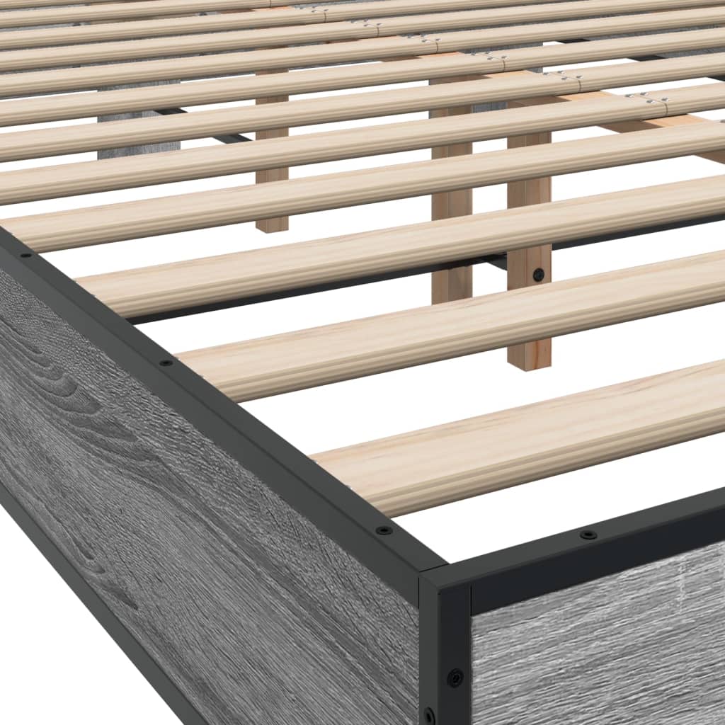 Bed Frame Gray Sonoma 120x200 cm Particleboard and Metal